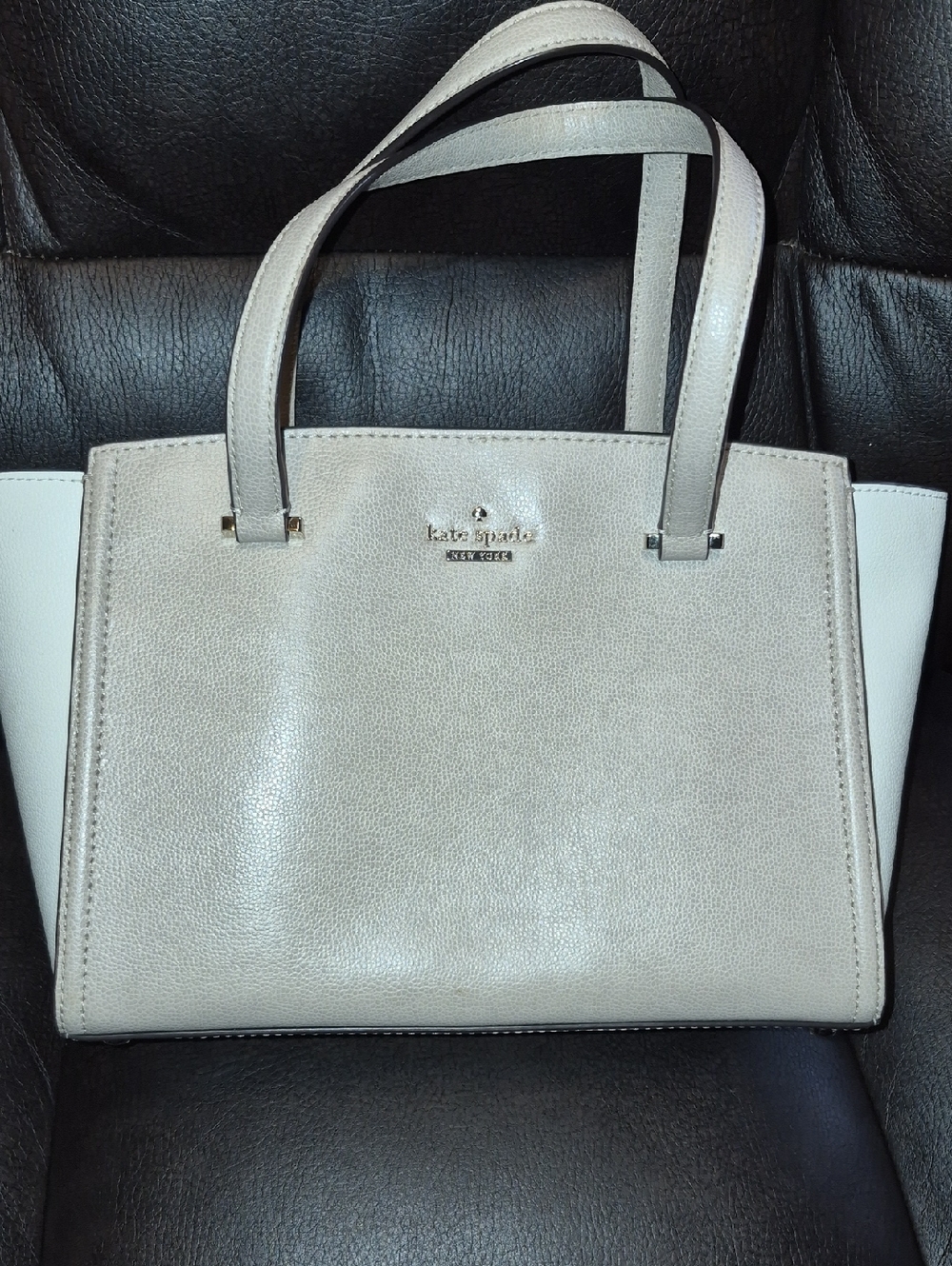 Kate Spade Geraldine satchel beige and cement Pebbled Leather 2way